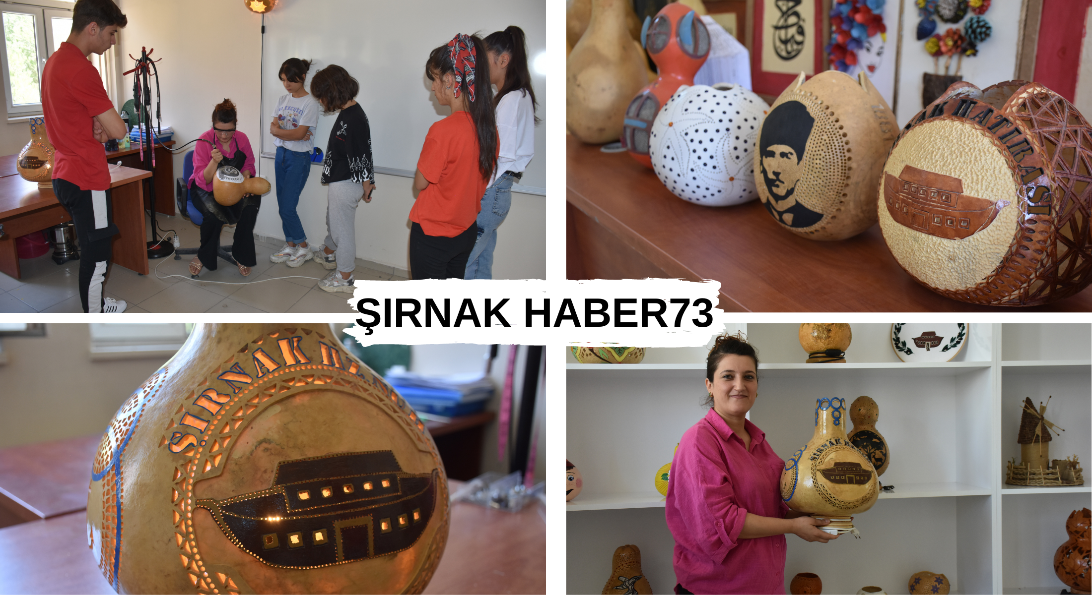 Şırnaklı Kursiyerler Halk Eğitim Merkezinde Su Kabaklarından Dekoratif Ürünler Yapıyor