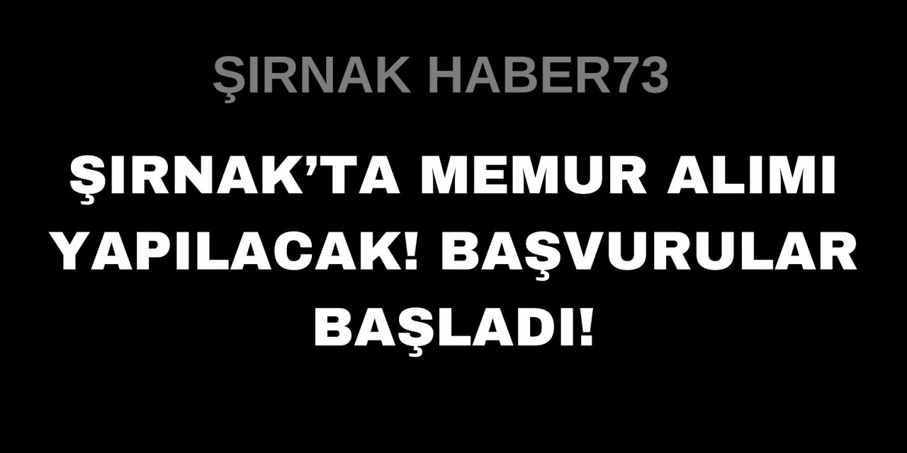 Şırnak'ta Memur Alımı Yapılacak! Başvurular Başladı