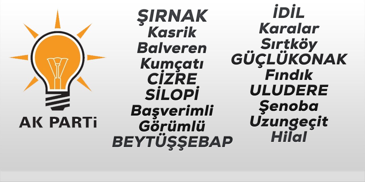 Şırnak ve İlçelerinde Ak Partiden Belediye Başkan Adaylığına Başvuran İsimlerin Tam Listesi