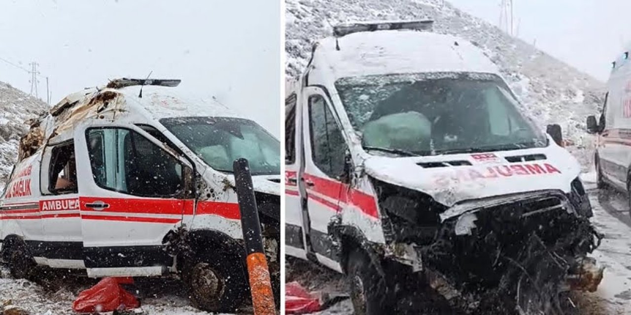Hakkari'de ambulans devrildi: 3 kişi yaralandı