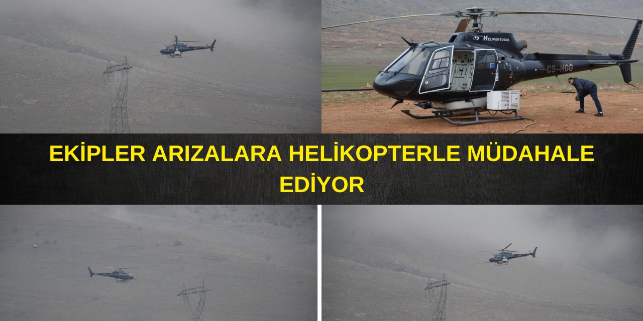 Ekipler Elektrik Arızalarına Helikopterle Müdahale Ediyor