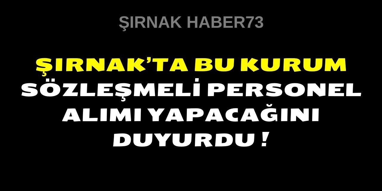 Şırnak'ta Bu Kurum 6 Şoför ve 3 Destek personeli Alımı Yapacak