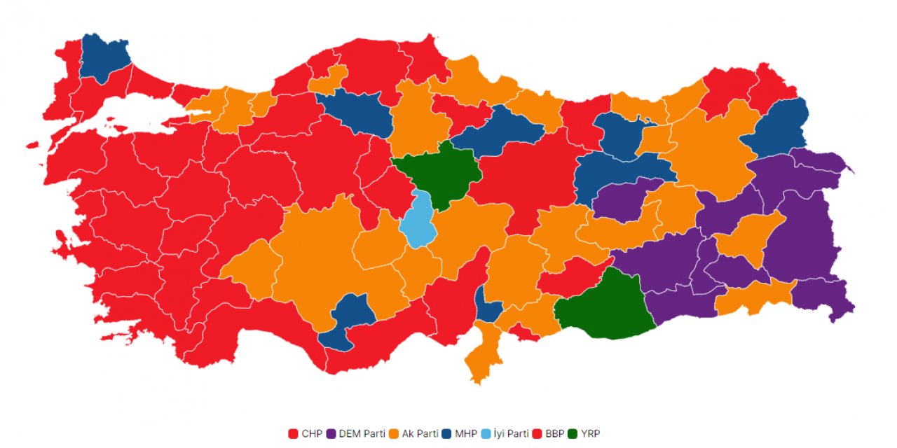 Türkiye Geneli Partilerin İl Genel Meclisi ve Belediye Meclisinde Aldığı Oylar