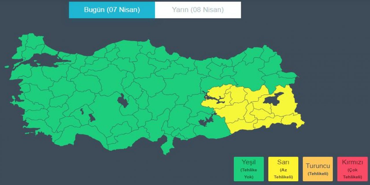 Şırnak, Elazığ, Bingöl, Batman, Muş, Bitlis, Siirt ve Hakkari Dahil 12 Şehir İçin 'Sarı' Alarm!