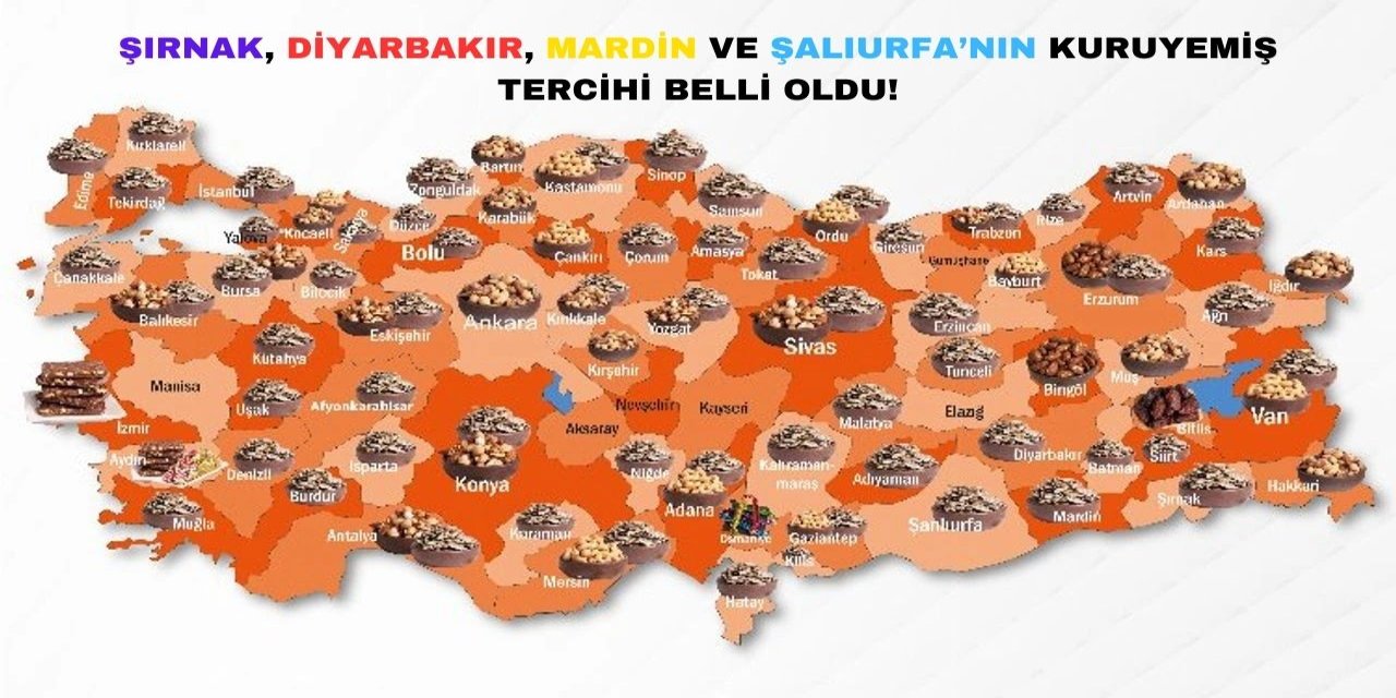 Şırnak, en çok hangi kuruyemişi tercih ediyor? İşte Türkiye'nin kuruyemiş haritası