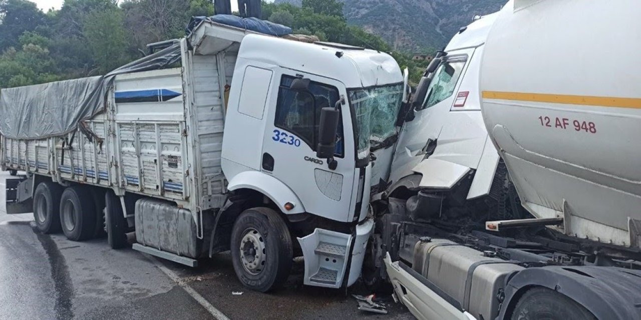 Yakıt tankeriyle tır kafa kafaya çarpışması sonucu 3 kişi yaralandı