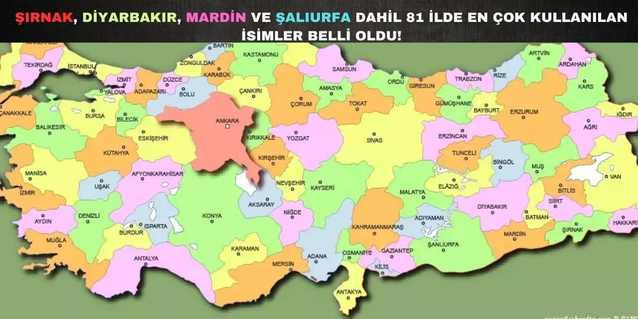 TÜİK, Türkiye isim haritasını yayınladı: Bakın Şırnak'ta En Çok Kullanılan İsimler Hangisi
