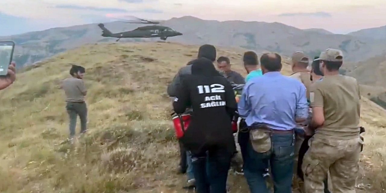 Dağda Uçuruma düşen kadın helikopter ile hastaneye kaldırıldı