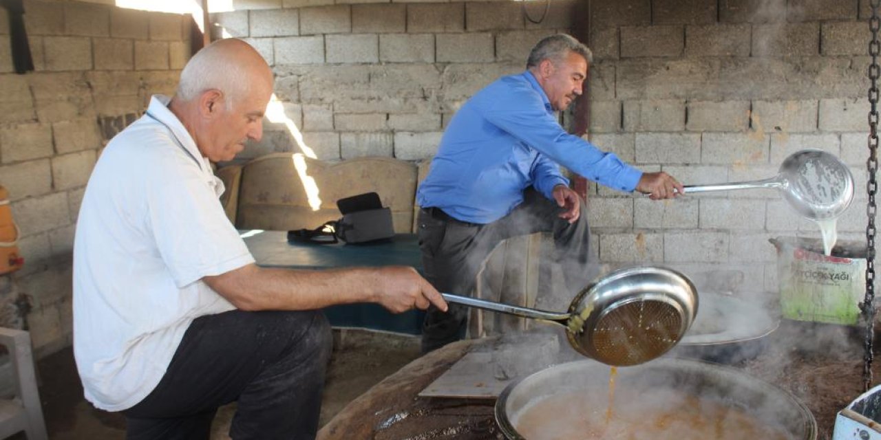 İskambo pekmezinin yapımına başlandı