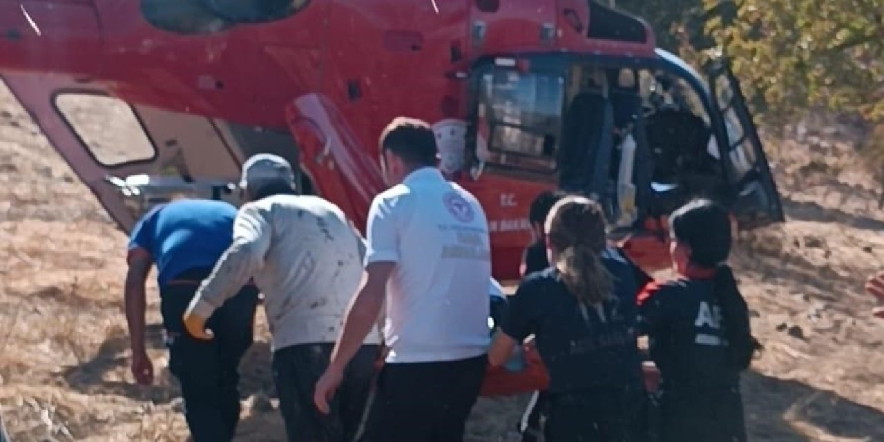 Siirt'te ağır yaralanan kişinin imdadına ambulans helikopter yetişti