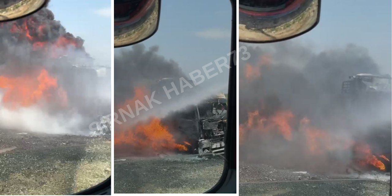 Şırnak'ta Seyir Halindeki Tır Alev Alev Yandı