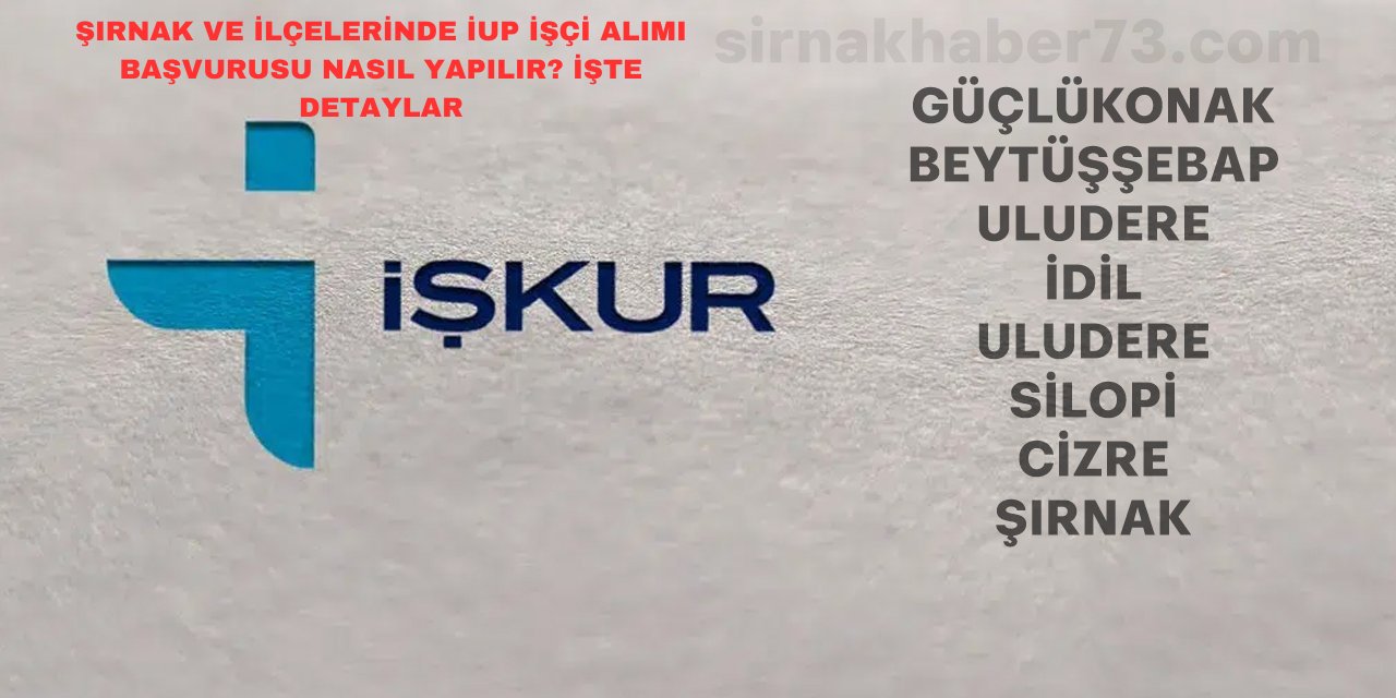 Şırnak ve İlçelerinde 1000 Kişilik İşçi Alımı Başvurusu Nasıl Yapılır? İşte İlçe İlçe İUP Numarası
