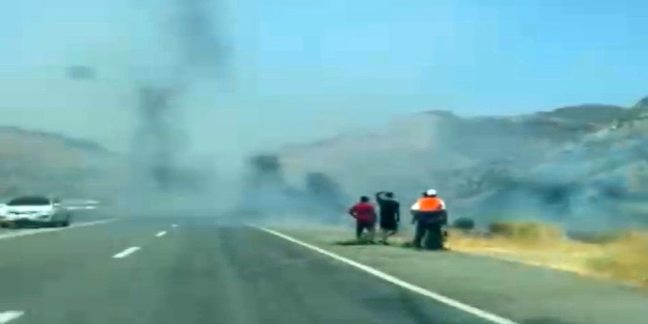 Siirt'te Veysel Karani yakınlarında yangın çıktı