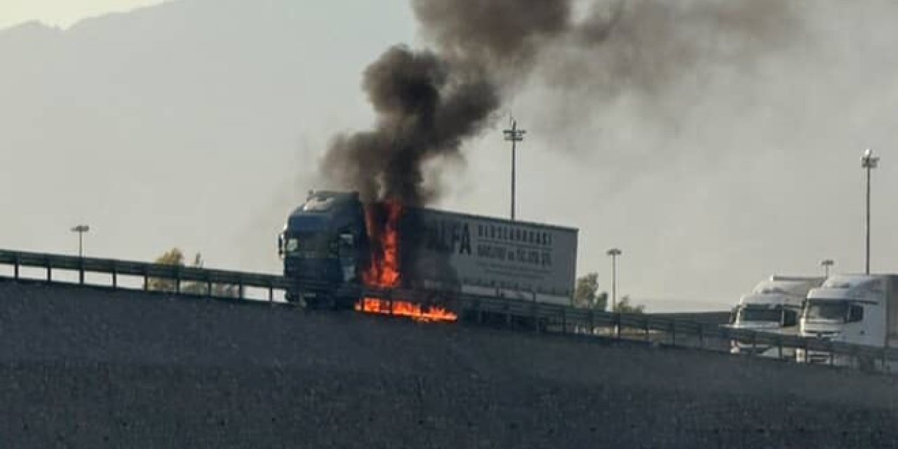 Şırnak’ta seyir halindeki tır alevlere teslim oldu