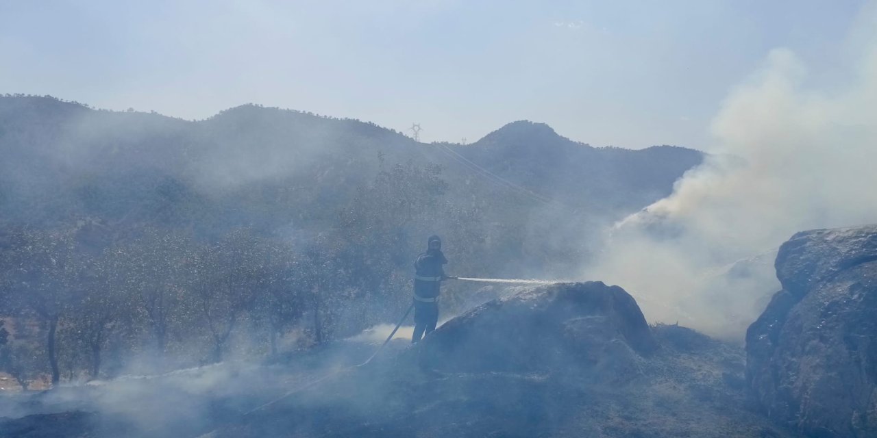 Şırnak’ta bir köyde çıkan yangına ekipler mücadele etti