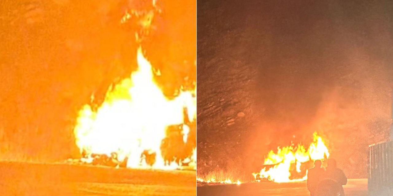 Şırnak’ta seyir halindeki araç alev alev yandı