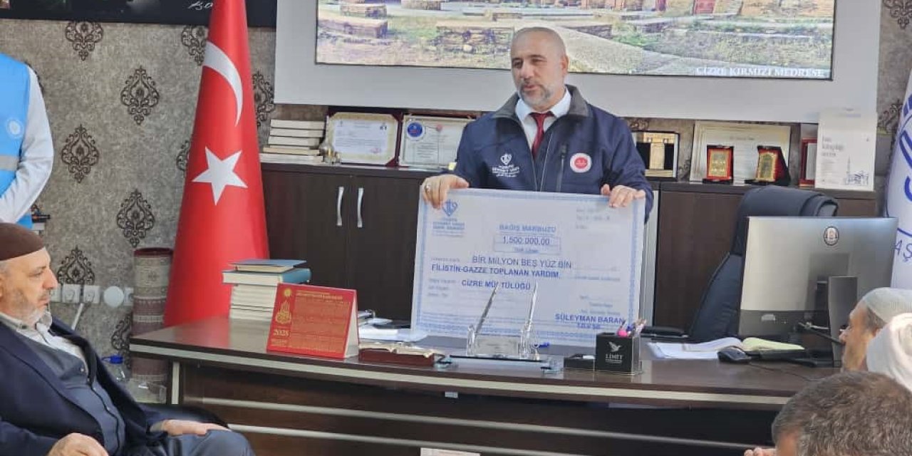 Cizre’de Gazze için düzenlenen hayır çarşısının geliri TDV hesabına aktarıldı