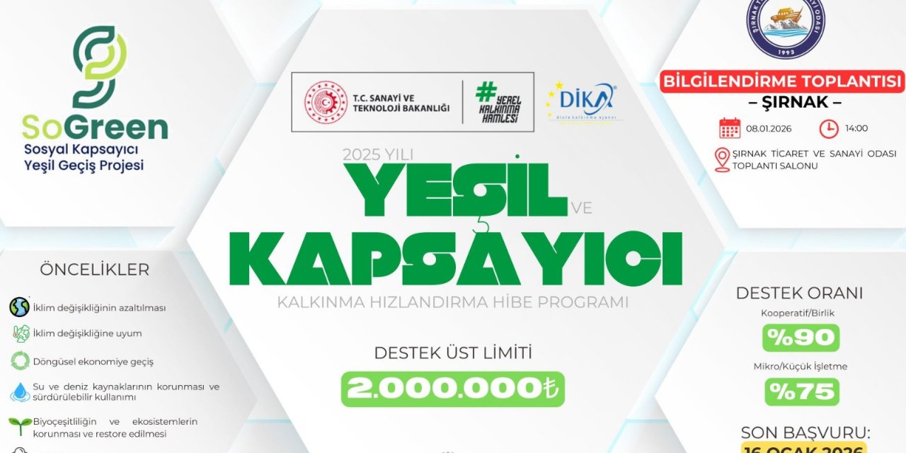 Şırnak’ta Yeşil ve Kapsayıcı Kalkınma Hibe Programı Tanıtılıyor: İşletmelere 2 Milyon Destek Sağlanacak