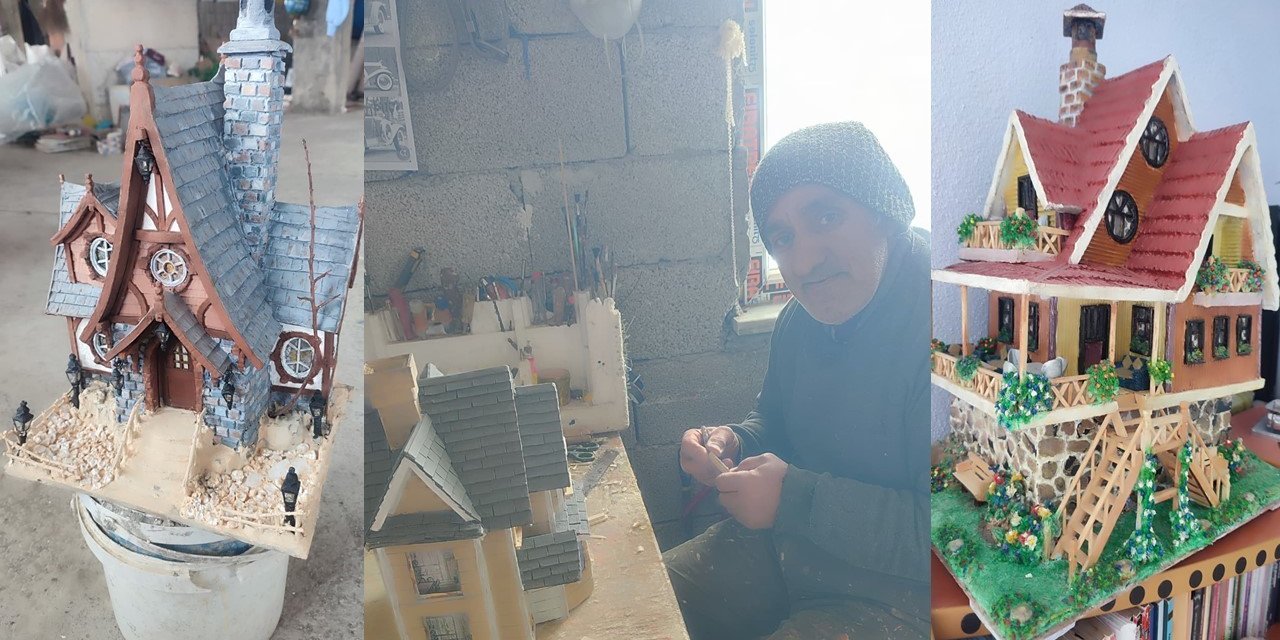 Hakkari’de konuşma ve işitme engelli vatandaş, atıkları sanata dönüştürüyor