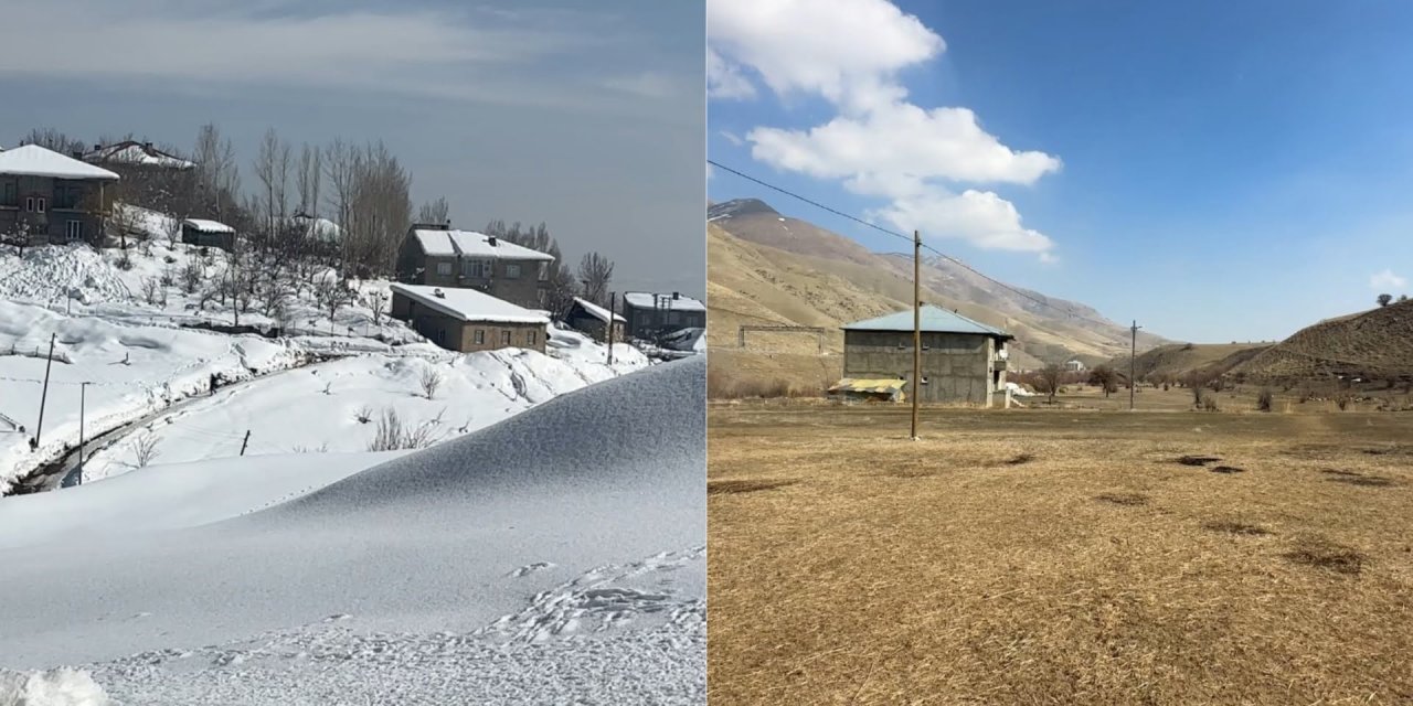 Yüksekova’da 40 kilometre mesafede aynı anda iki mevsim yaşandı