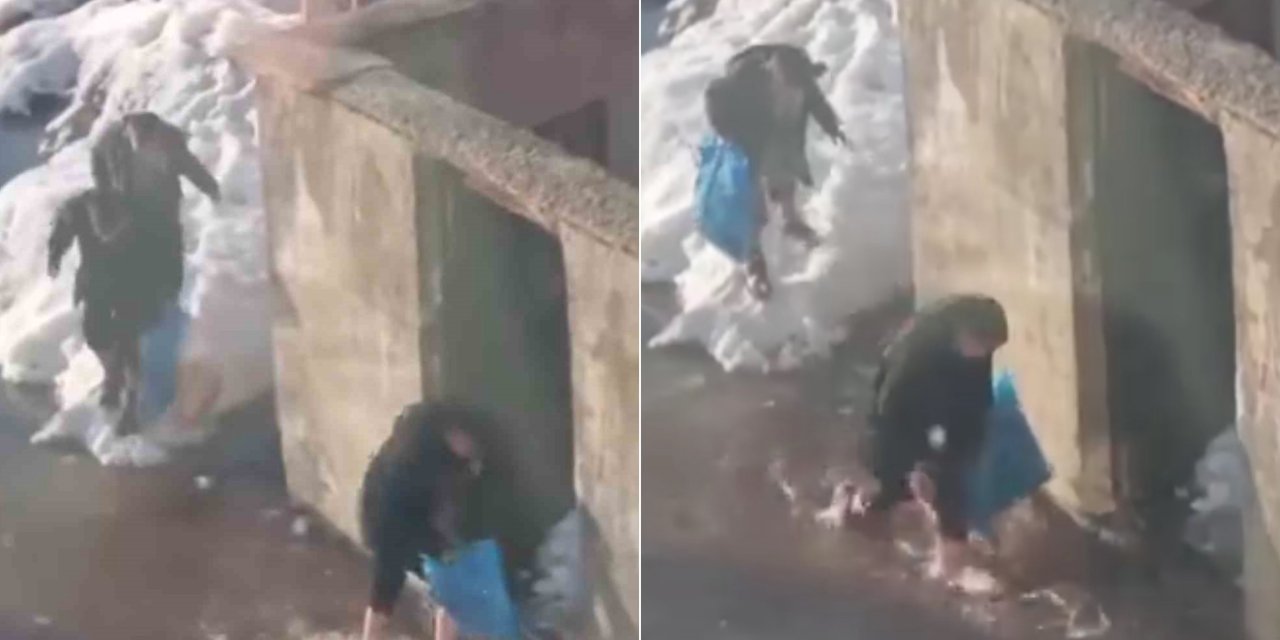 Yollar su altında kaldı, çocuklar bayram şekeri mesaisinden vazgeçmedi