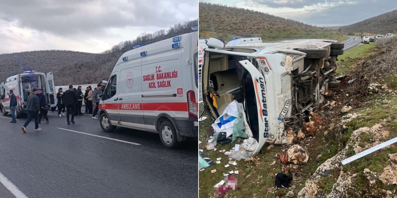 İdil-Midyat yolunda yolcu otobüsü devrildi: 24 kişi yaralandı
