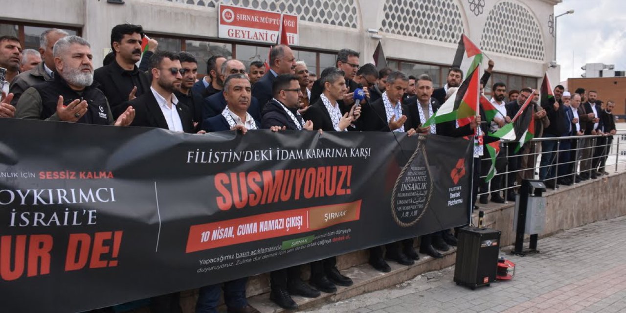 Şırnak'ta Filistinli esirlere yönelik "idam yasası" protesto edildi