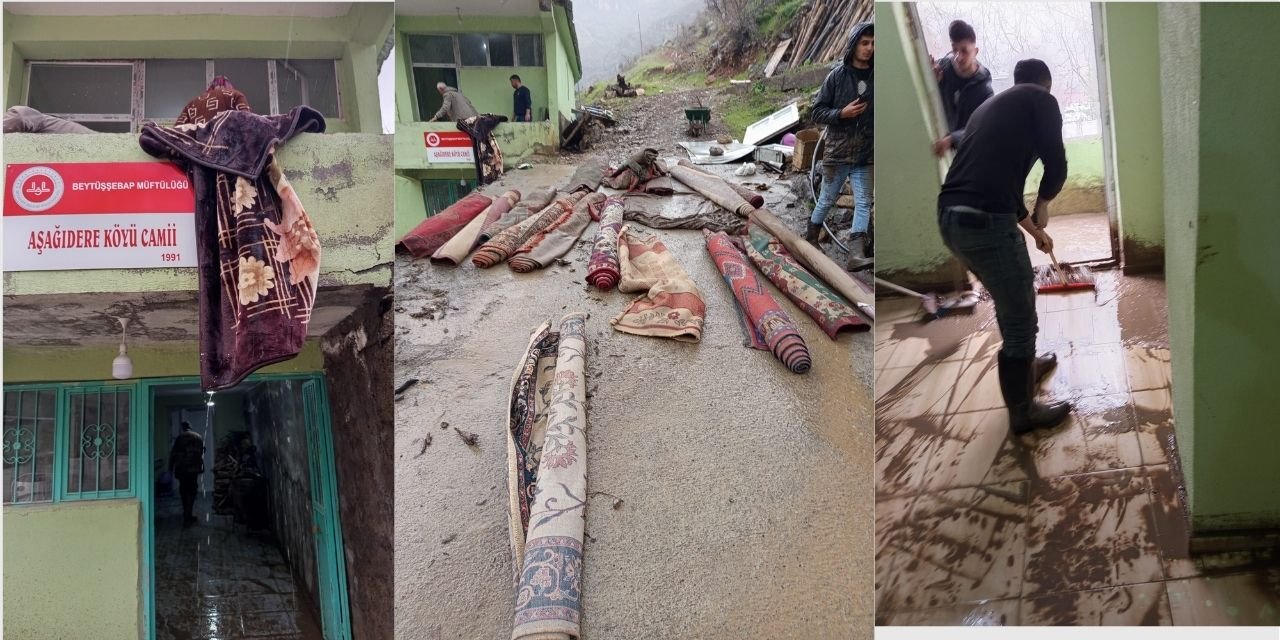 Şırnak’ta Camiyi Sel Bastı: Vatandaşlar Temizlik İçin Seferber Oldu