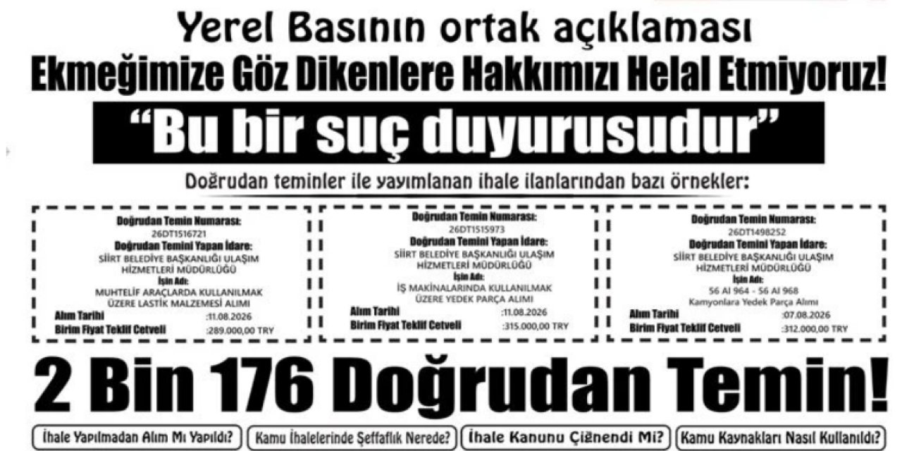 Siirt’te Kamu Alımlarına Şeffaflık Çağrısı: “Kamu Parası Kapalı Kapılar Ardında Harcanamaz”
