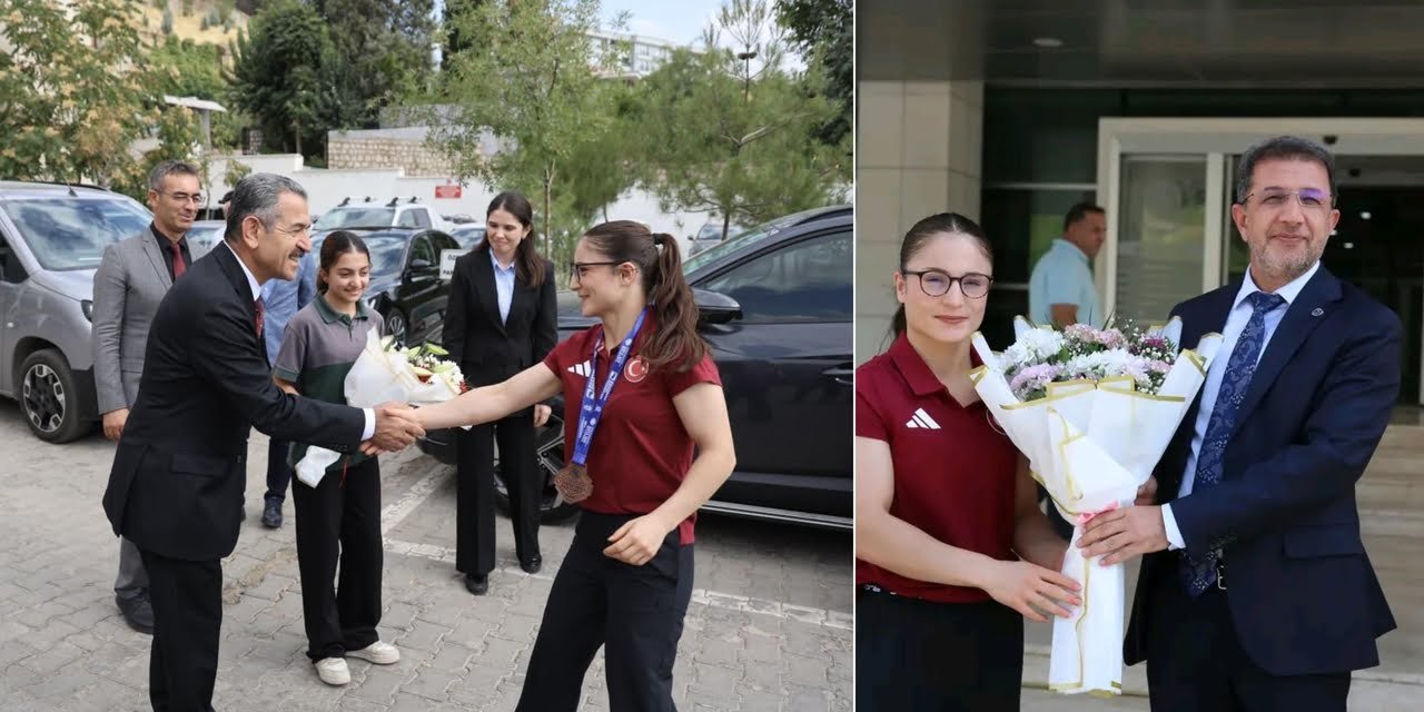Şırnak Valisi Ekici ve Rektör Alkış, Yalgettekin’i çiçeklerle karşıladı