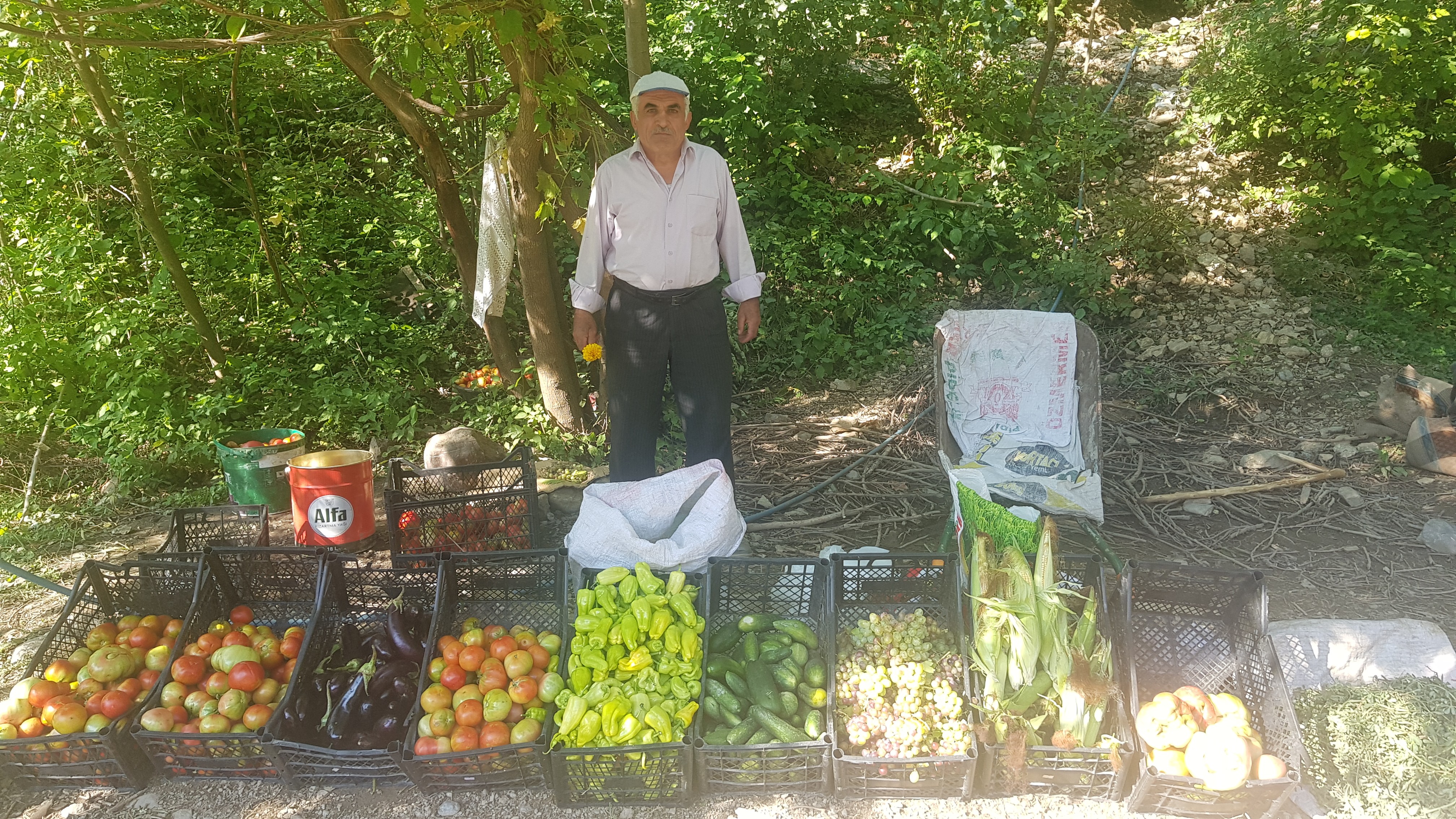 Hakkari-Şırnak karayolu üzerinde sebze tezgahları kuruldu