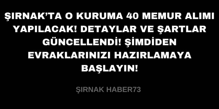 Şırnak'ta o kurum 40 memur alımı yapacak! İşte başvuru detayları ve şartları