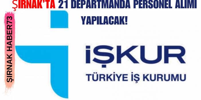 Şırnak'ta İŞKUR Üzerinden 21 Personel Alımı Yapılacak!