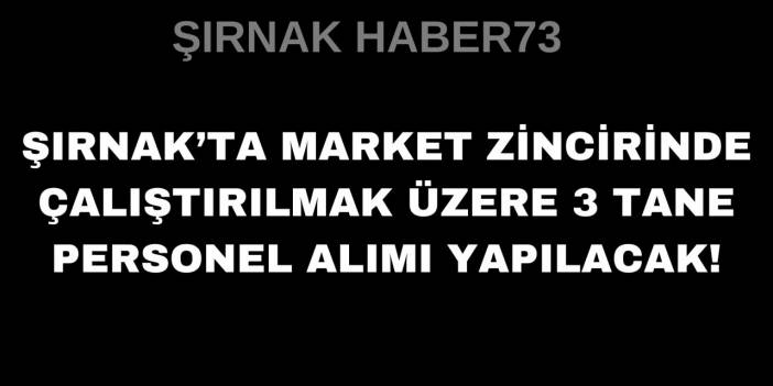 İş arayanlara müjde! Şırnak'ta bu işletmeye 3 personel alınacak