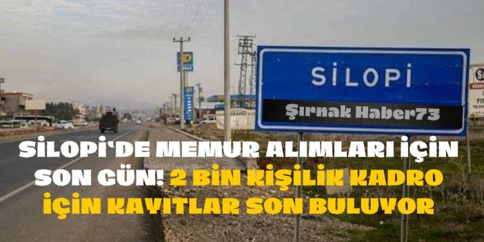 Silopi'de Memur Alımı İçin Son Gün! Başvuruyu Kaçırmadan Kaydını Yapmayı Unutma