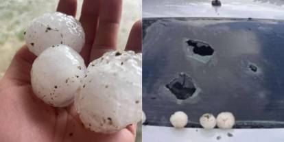 Devasa büyüklükte dolu yağdı: Ekili araziler ve araçlar zarar gördü