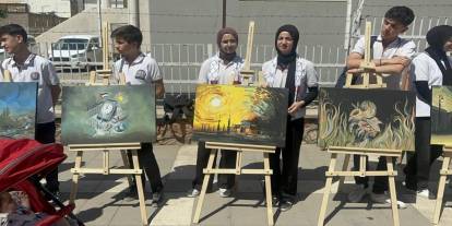 Şırnak’ta öğrenciler Gazze'deki insanlık dramını resmetti