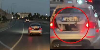 Şırnak'ta 3 genç otomobil bagajında tehlikeli yolculuk yaparken görüntülendi