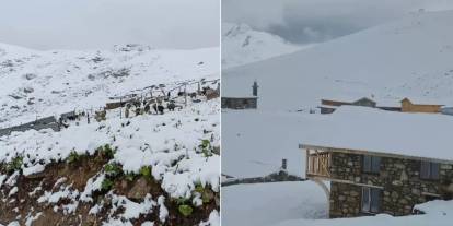 Yazın ortasında üç ile lapa lapa kar yağdı