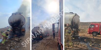 Cizre'de Park Halindeki Tanker'de Yangın