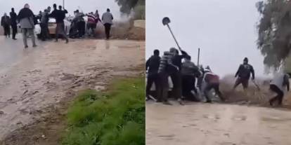 Kazmalı kürekli arazi kavgasında 7 kişi yaralandı, Kavga anları kamerada