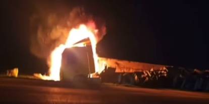 Cizre-Nusaybin Uluslararası İpek Yolu’nda TIR Yangını