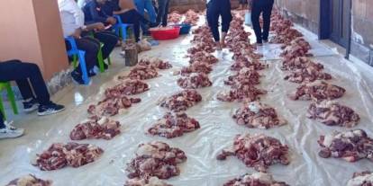 İmece usulü kesilen 1 ton kurban eti, 100 aileye dağıtıldı
