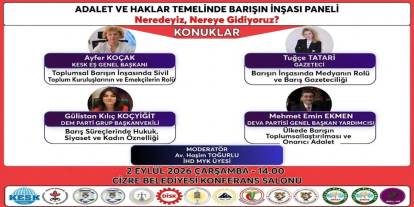 Cizre’de ‘Adalet ve Haklar Temelinde Barışın İnşası’ Bugün paneli düzenlenecek