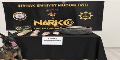 Şırnak'ta Stepne İçerisinden 4 Kilo 350 Gram Metamfetamin Ele Geçirildi
