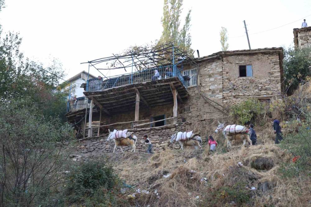 Diyarbakır’ın Kırsal Mahallesinde Yükler Eşeklerle Evlere Götürülüyor